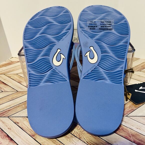 OluKai Aka Flip Flop Sandals Cloud Blue Women's 8 Beach Comfort Strappy Pool - Picture 5 of 8